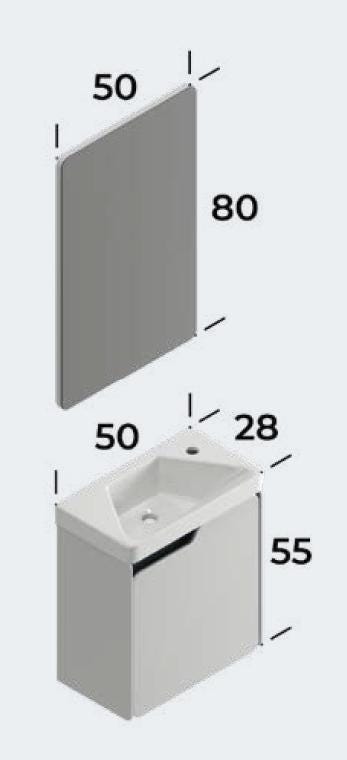 Lyon 50 cm White Bathroom Cabinet Set or Single Options - Ready to Install, Pre-Assembled, Wall Mounted