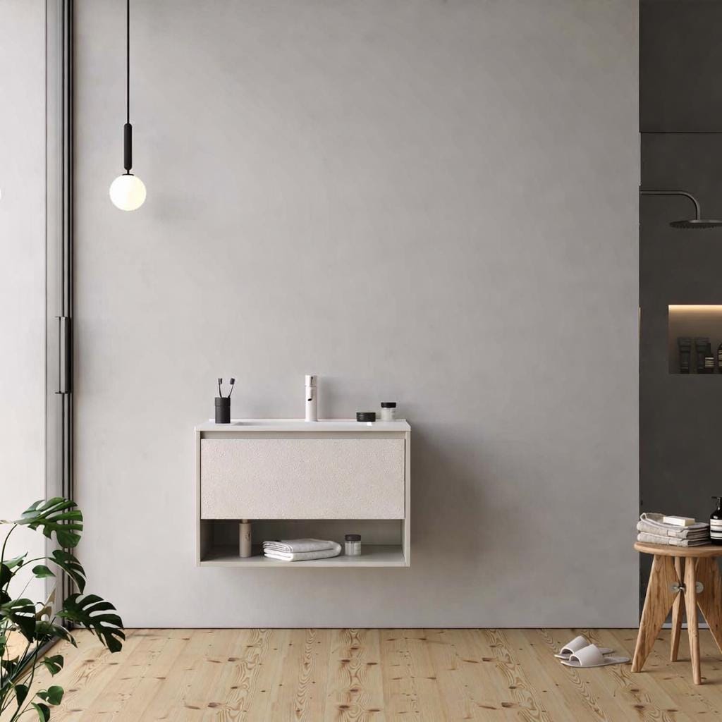 Duru 80 cm Silk Gray Bathroom Cabinet Set or Single Options - Ready to Install, Pre-Assembled, Wall Mounted