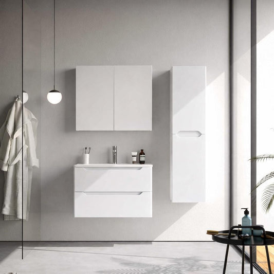 Perla 80 cm White Bathroom Cabinet Set or Single Options - Ready to Install, Pre-Assembled, Wall Mounted