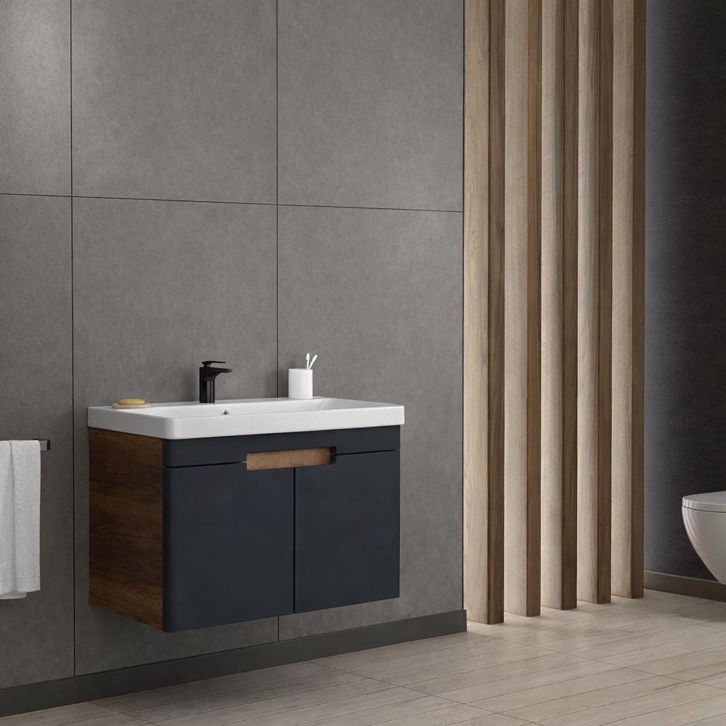 Trend 80 cm Baroque MDF / Matte Anthracite Bathroom Cabinet Set or Single Options - Ready to Install, Pre-Assembled, Wall Mounted