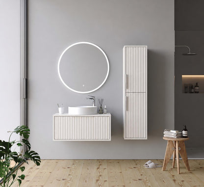 Hole 85 cm White Bathroom Cabinet Set or Single Options- Ready to Install, Pre-Assembled, Wall Mounted