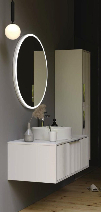 Hole 85 cm White Bathroom Cabinet Set or Single Options- Ready to Install, Pre-Assembled, Wall Mounted
