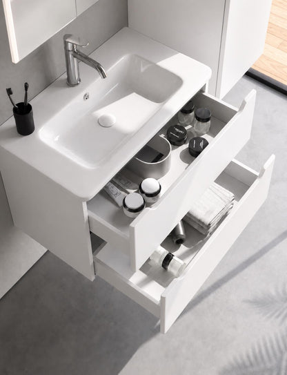 Perla 80 cm White Bathroom Cabinet Set or Single Options - Ready to Install, Pre-Assembled, Wall Mounted