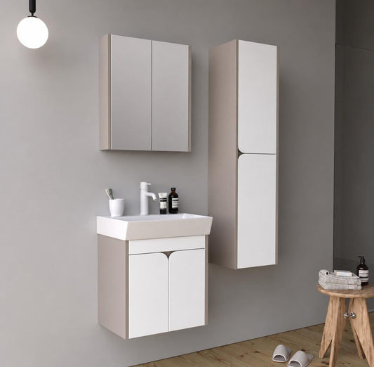 Miya 50cm Dafne MDF/Matt White Bathroom Cabinet Set or Single Options-  Ready to Install, Pre-Assembled, Wall Mounted
