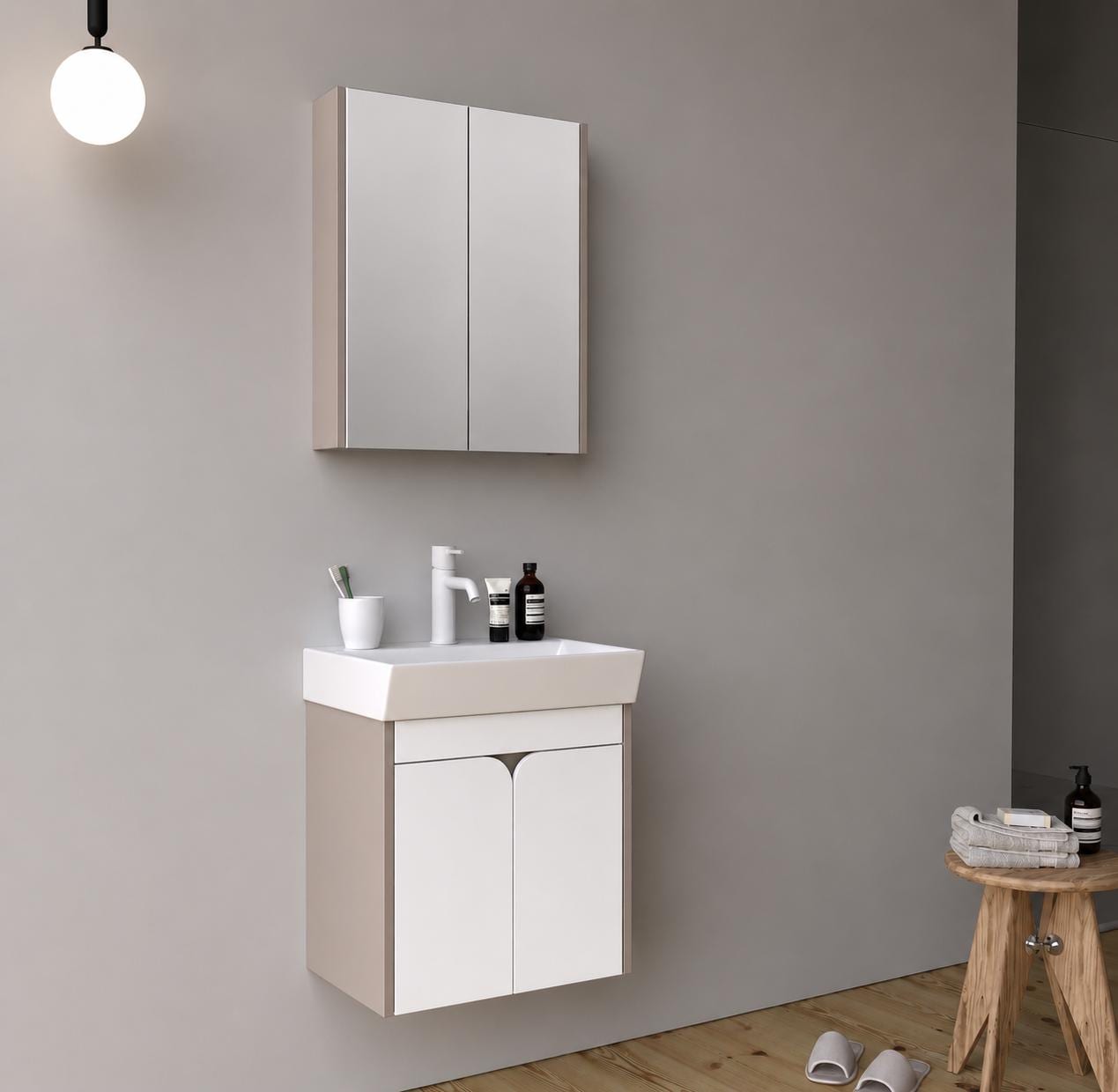 Miya 50cm Dafne MDF/Matt White Bathroom Cabinet Set or Single Options-  Ready to Install, Pre-Assembled, Wall Mounted