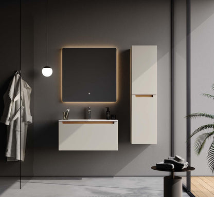 ibiza 80 cm Silk Gray Bathroom Cabinet Set or Single Options - Ready to Install, Pre-Assembled, Wall Mounted