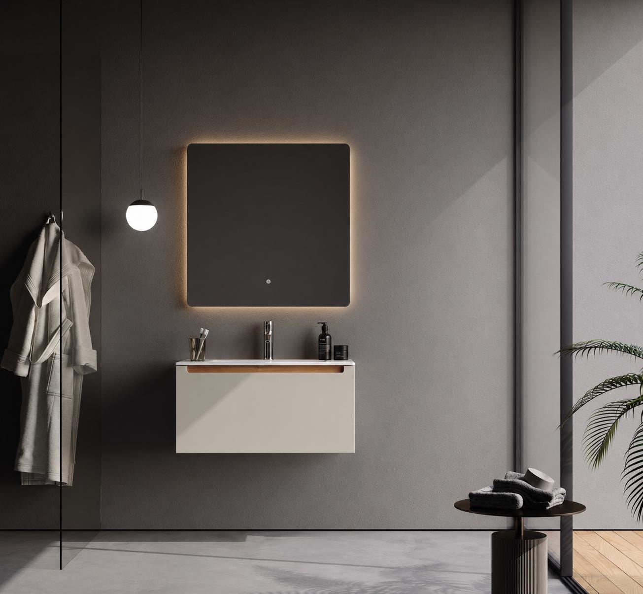 ibiza 80 cm Silk Gray Bathroom Cabinet Set or Single Options - Ready to Install, Pre-Assembled, Wall Mounted