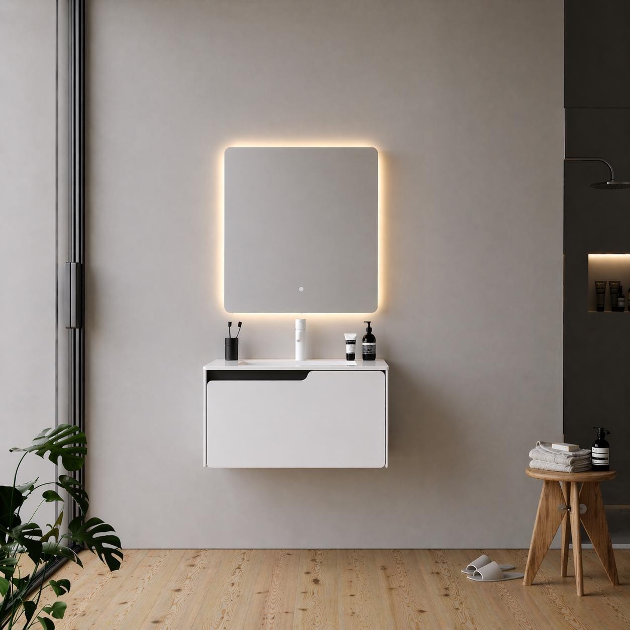 Lyon 80 cm White Bathroom Cabinet Set or Single Options - Ready to Install, Pre-Assembled, Wall Mounted