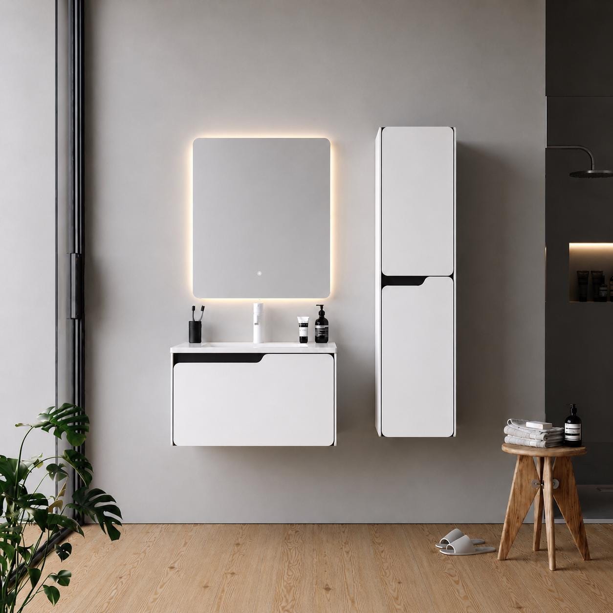 Lyon 80 cm White Bathroom Cabinet Set or Single Options - Ready to Install, Pre-Assembled, Wall Mounted