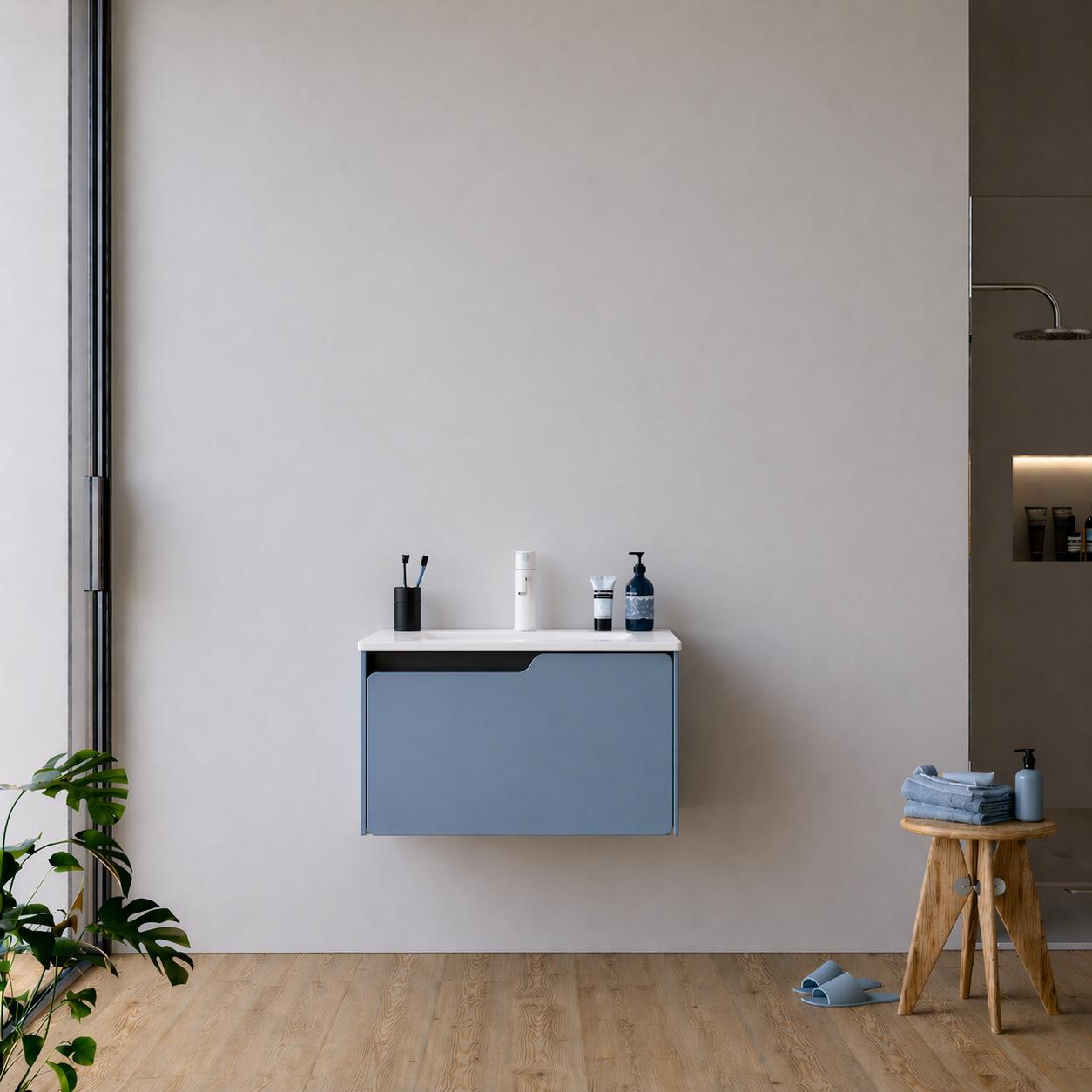 Lyon 60 cm Dove Blue Bathroom Cabinet Set or Single Options - Ready to Install, Pre-Assembled, Wall Mounted