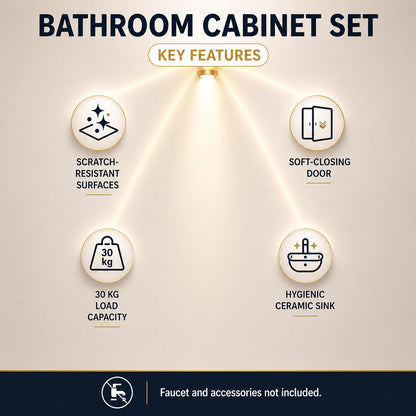 Lyon 50 cm White Bathroom Cabinet Set or Single Options - Ready to Install, Pre-Assembled, Wall Mounted