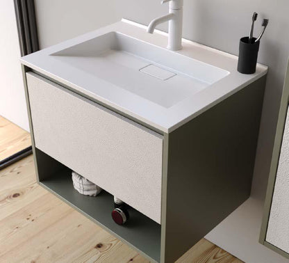 Duru 80 cm Cement Gray Bathroom Cabinet Set or Single Options - Ready to Install, Pre-Assembled, Wall Mounted