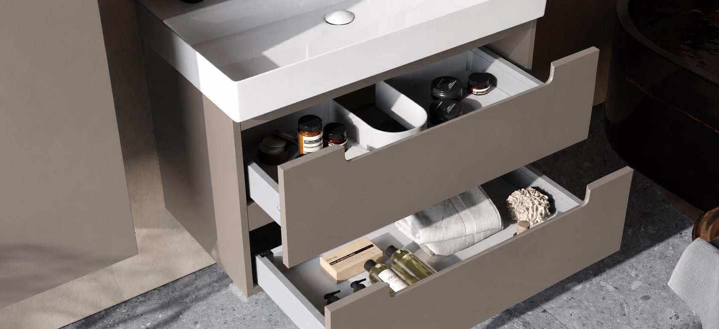 Maddox 100 cm Beige Bathroom Cabinet Set or Single Options - Ready to Install, Pre-Assembled, Wall Mounted