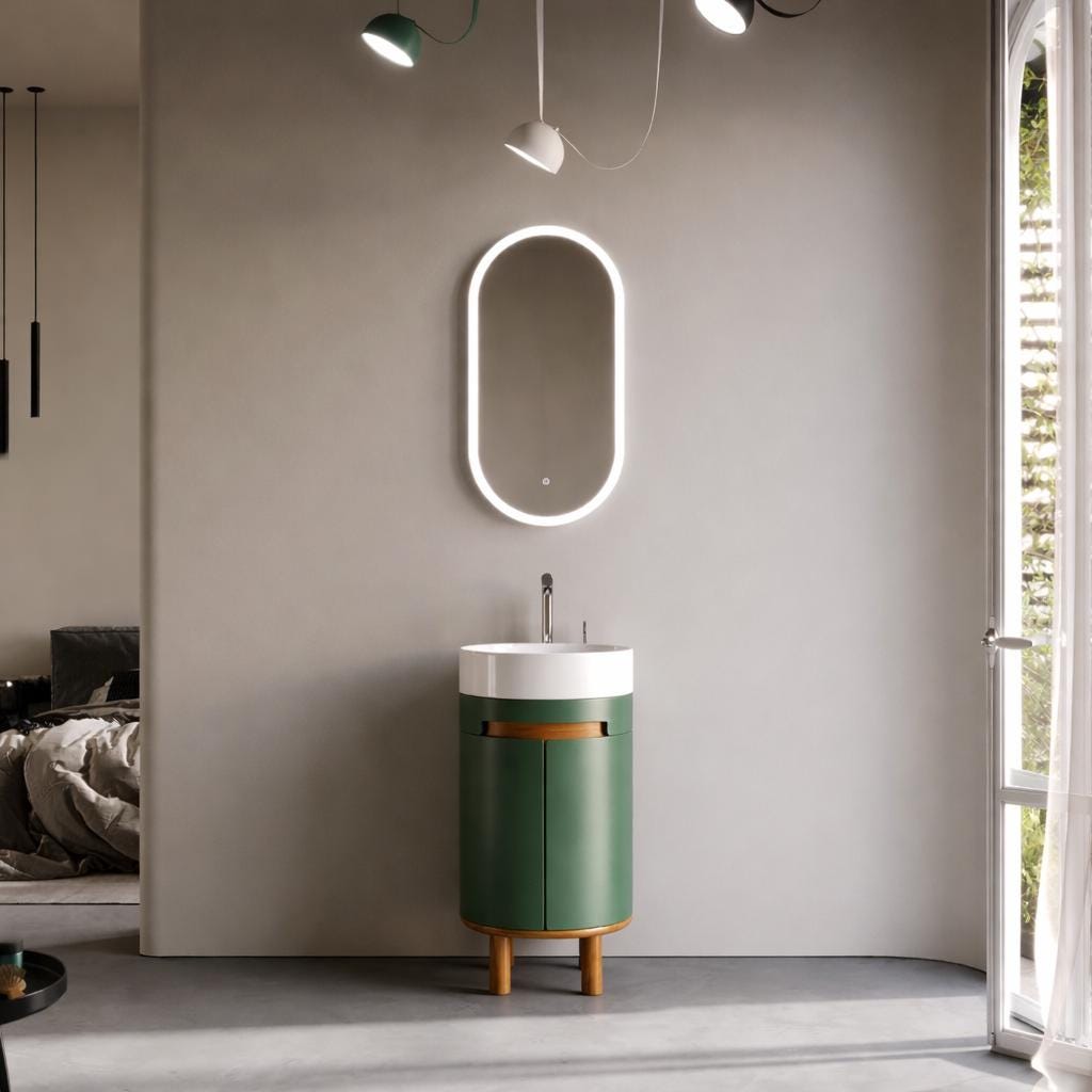 Masal 42 cm Green Bathroom Cabinet Set or Single Options - Ready to Install, Pre-Assembled, Wall Mounted