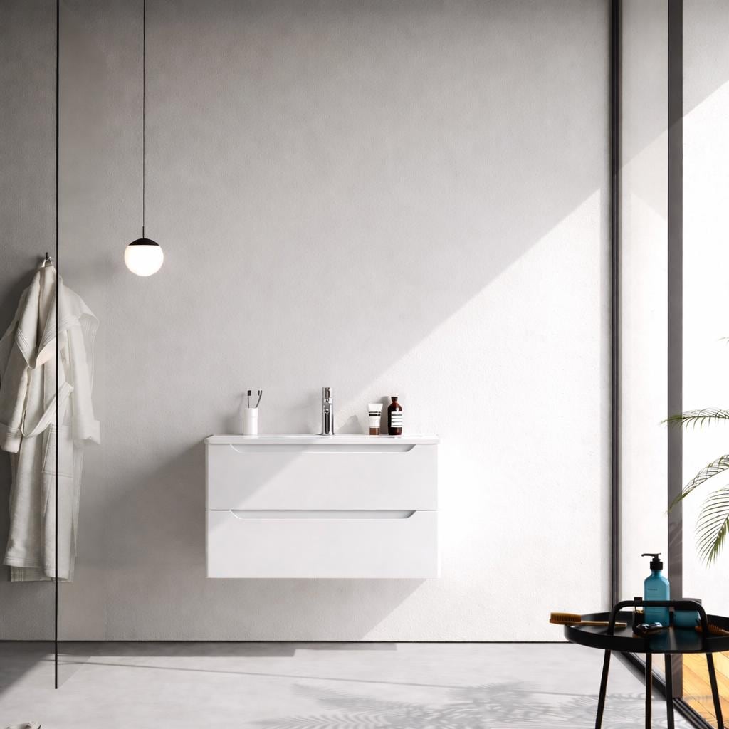 Perla 80 cm White Bathroom Cabinet Set or Single Options - Ready to Install, Pre-Assembled, Wall Mounted