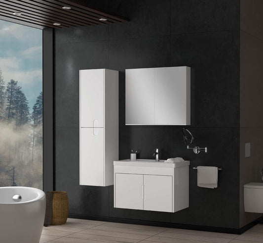 Ada 80 cm White Bathroom Cabinet Set or Single Options - Ready to Install, Pre-Assembled, Wall Mounted