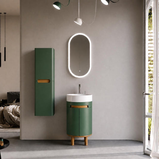 Masal 42 cm Green Bathroom Cabinet Set or Single Options - Ready to Install, Pre-Assembled, Wall Mounted