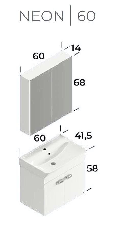 Neon 60 cm Baroque Bathroom Cabinet Set or Single Options - Ready to Install, Pre-Assembled, Wall Mounted