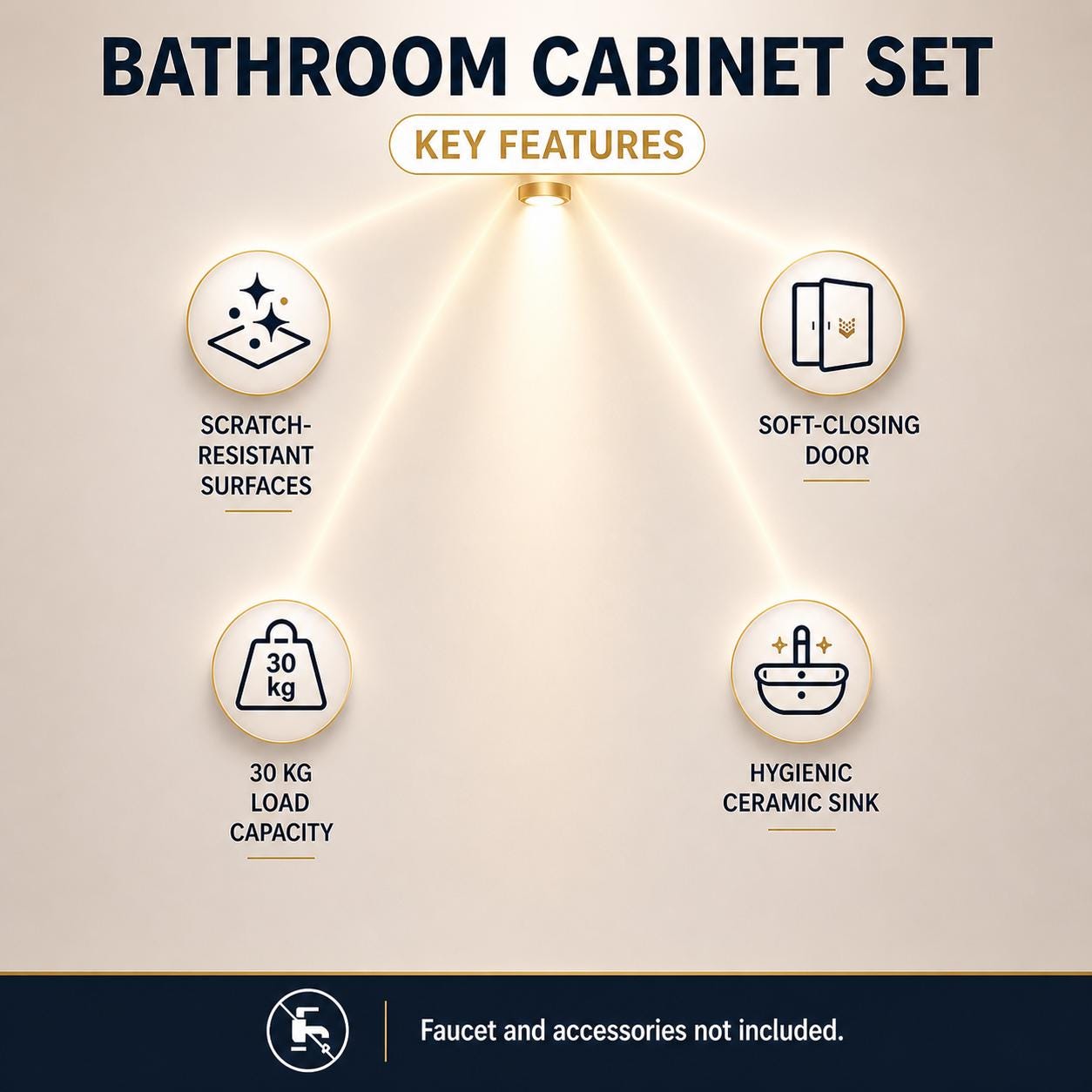 Neon 60 cm Baroque Bathroom Cabinet Set or Single Options - Ready to Install, Pre-Assembled, Wall Mounted