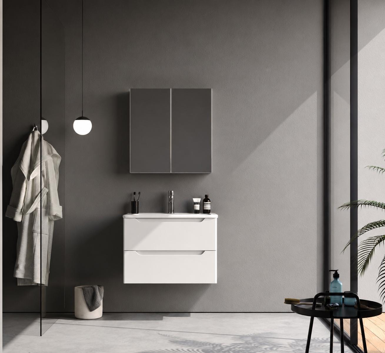 Perla 60 cm White Bathroom Cabinet Set or Single Options- Ready to Install, Pre-Assembled, Wall Mounted